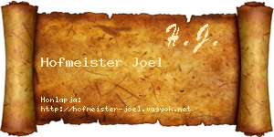 Hofmeister Joel névjegykártya
